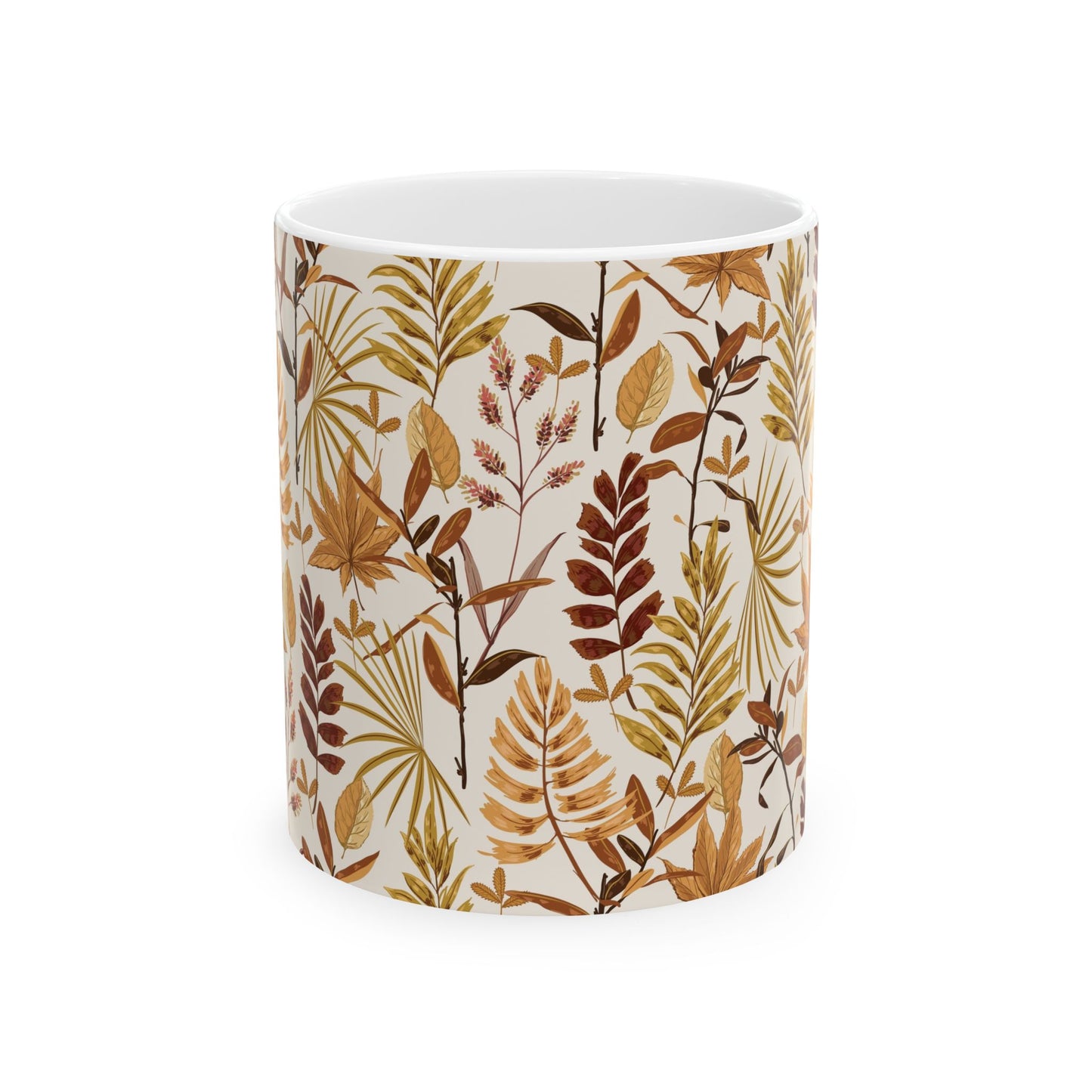 Autumn Leaves Ceramic Mug, Cozy Coffee Cup, Fall Decor, Nature Lover Gift, Teacup for Tea Lovers, Seasonal Drinkware - MaisonThreadory