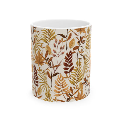 Autumn Leaves Ceramic Mug, Cozy Coffee Cup, Fall Decor, Nature Lover Gift, Teacup for Tea Lovers, Seasonal Drinkware - MaisonThreadory