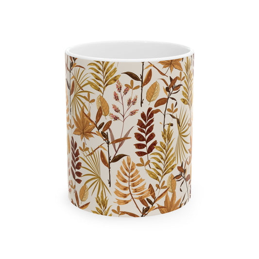 Autumn Leaves Ceramic Mug, Cozy Coffee Cup, Fall Decor, Nature Lover Gift, Teacup for Tea Lovers, Seasonal Drinkware - MaisonThreadory