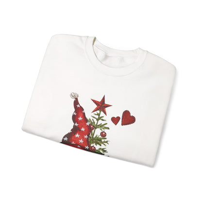 Christmas Gnome Sweatshirt – Festive Tree & Hearts Holiday Crewneck