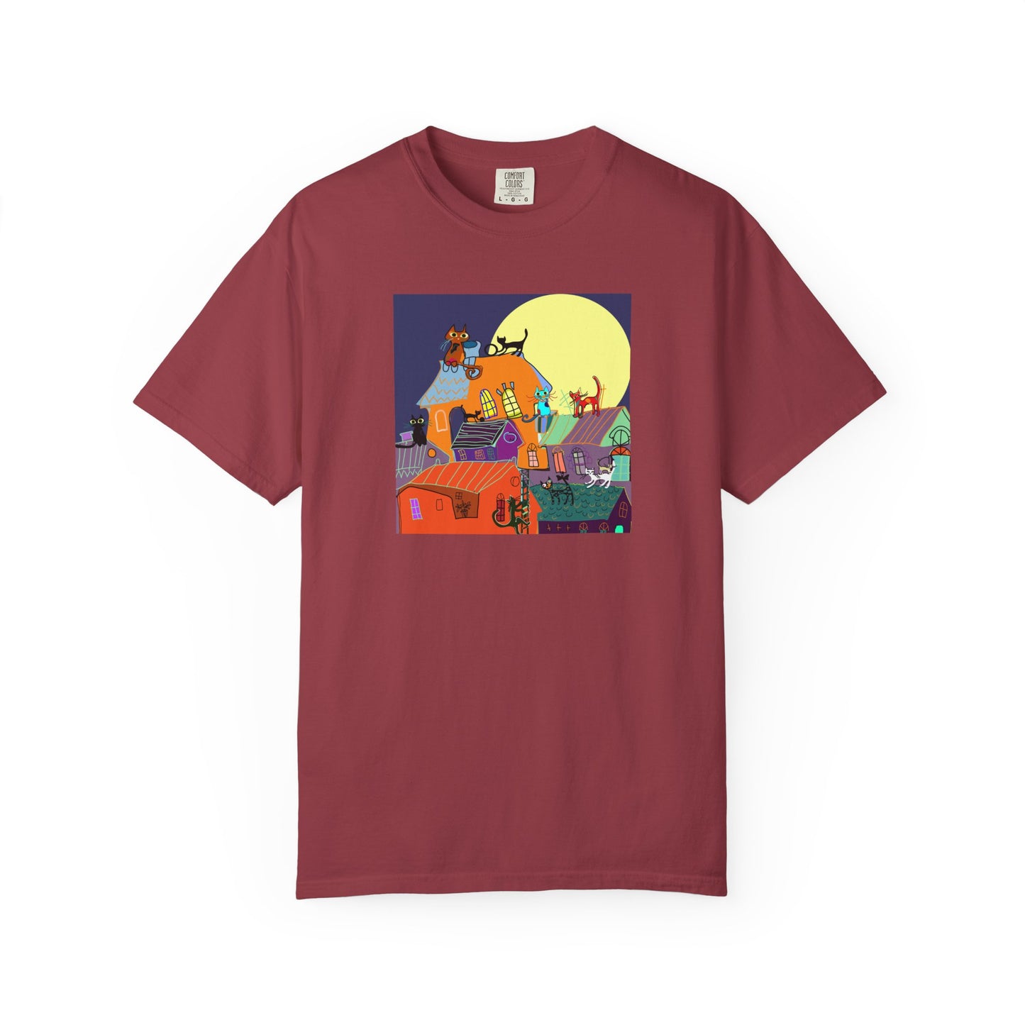 Moonlit Canine Adventure T-Shirt, Unisex Dog Lover Tee, Garment-Dyed Graphic Top, Pet-Themed Gift, Casual Wear