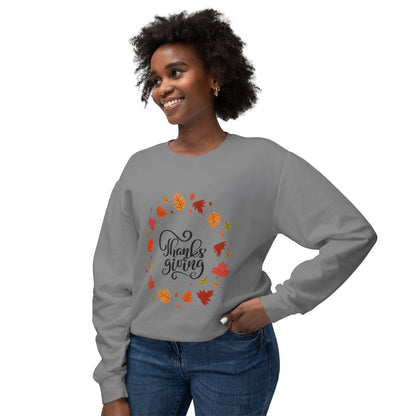 Thanksgiving Lightweight Crewneck Sweatshirt, Cozy Fall Apparel, Autumn Fashion, Gift for Her, Seasonal Style - MaisonThreadory