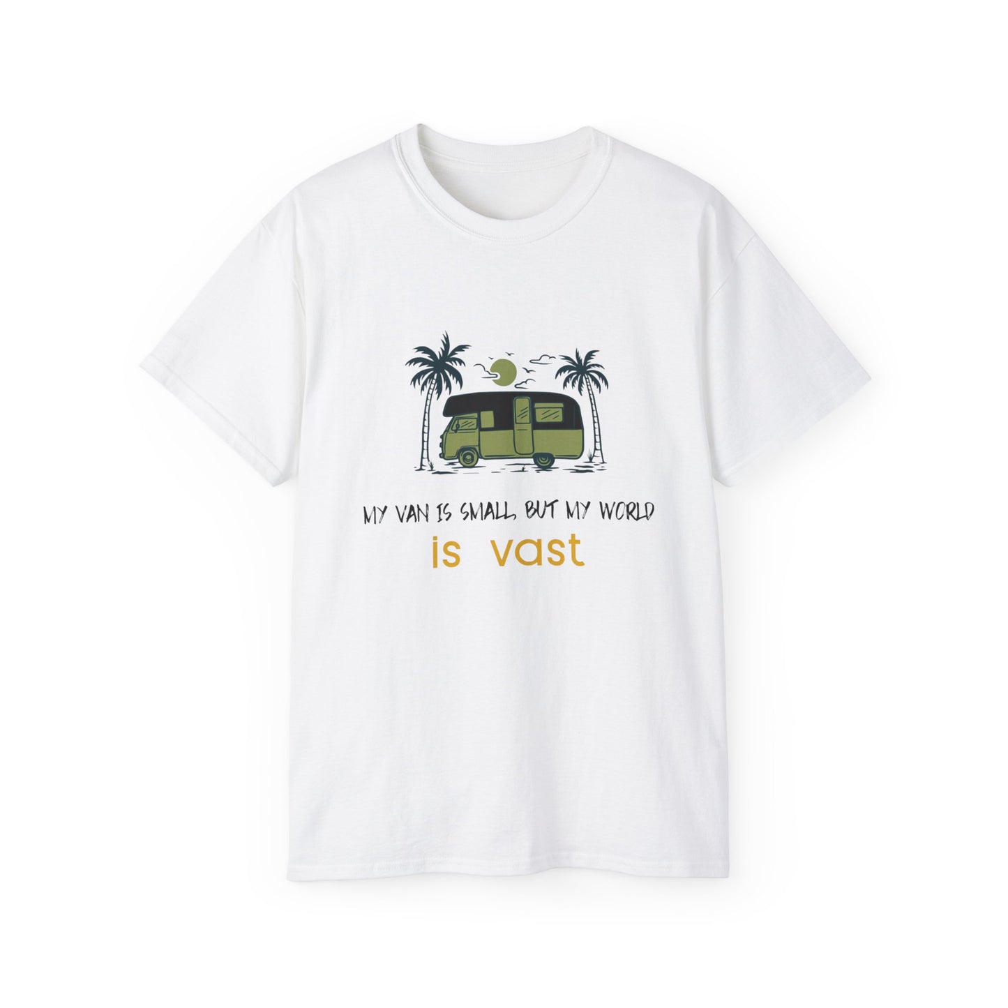 Vast World Van Tee, Travel T-Shirt, Adventure Tee, Camping Gift, Road Trip Shirt, Nature Lover Apparel - MaisonThreadory