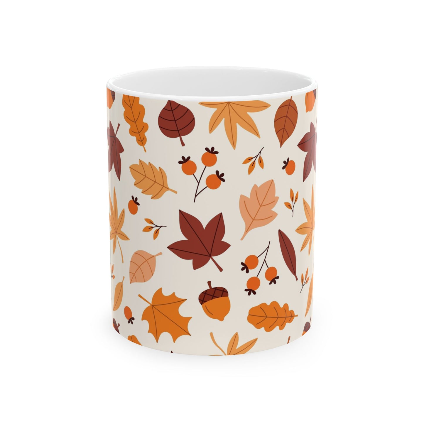 Autumn Leaves Ceramic Mug, Cozy Coffee Cup, Fall Decor, Gift for Her, Thanksgiving Mug, Seasonal Drinkware - MaisonThreadory
