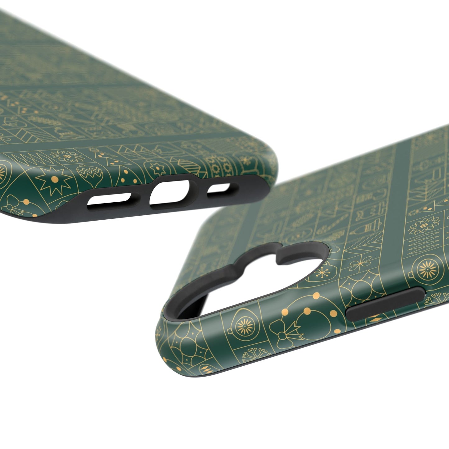Magnetic Impact-Resistant Phone Case — Dark Green Geometric Pattern