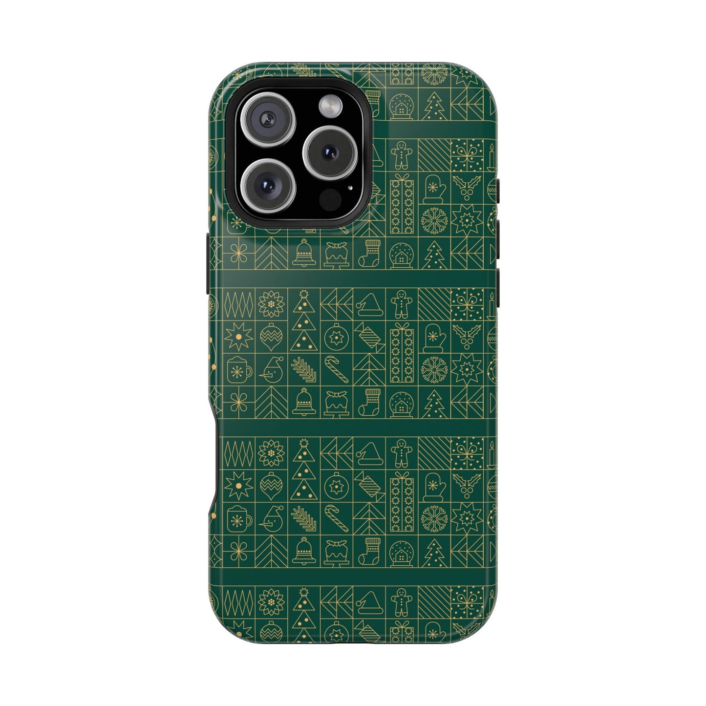Magnetic Impact-Resistant Phone Case — Dark Green Geometric Pattern