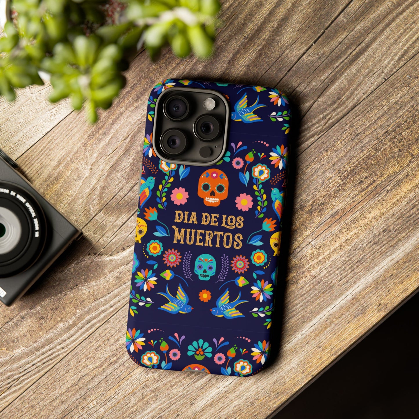 Colorful Dia de los Muertos Phone Case, Skull Design, Floral Phone Cover, Sugar Skull Accessories, Day of the Dead Gift