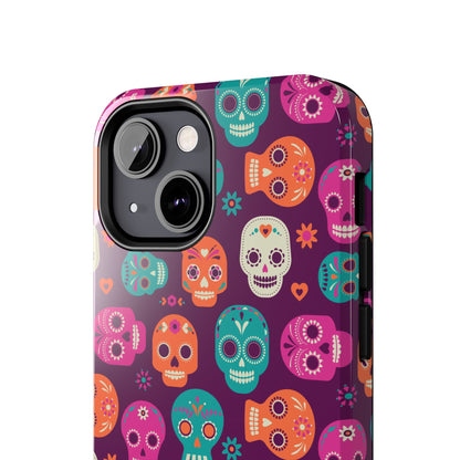 Colorful Skull Phone Case, Tough Cases for Halloween, Unique Phone Cover, Day of the Dead, Fun and Durable Accessories