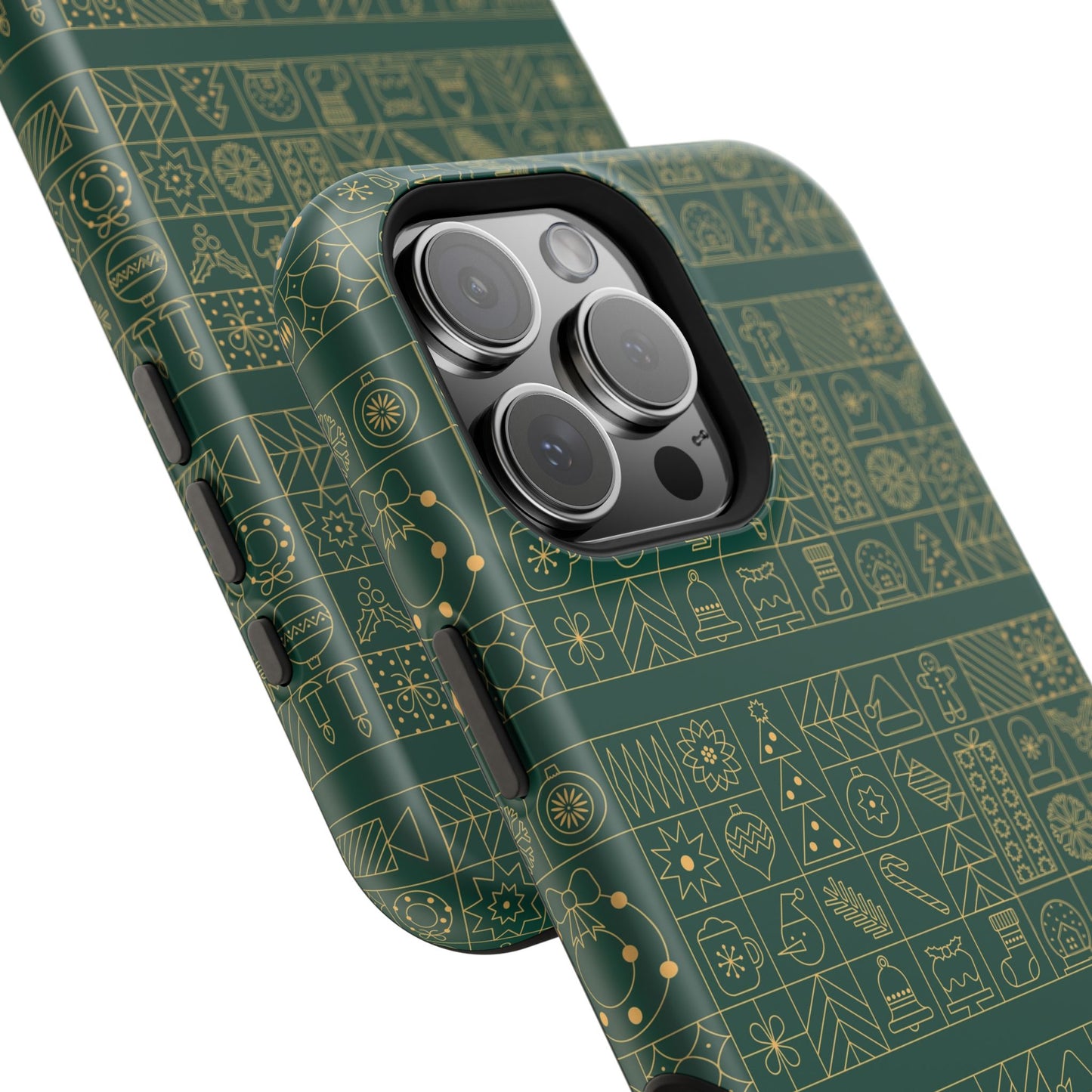 Magnetic Impact-Resistant Phone Case — Dark Green Geometric Pattern
