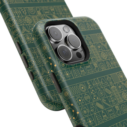 Magnetic Impact-Resistant Phone Case — Dark Green Geometric Pattern