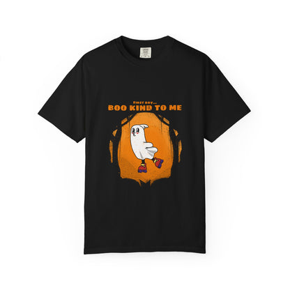Playful Message T-Shirt: Boo Kind To Me, Funny Graphic Tee, Unisex Cotton Top, Casual Wear, Gift for Friends - MaisonThreadory