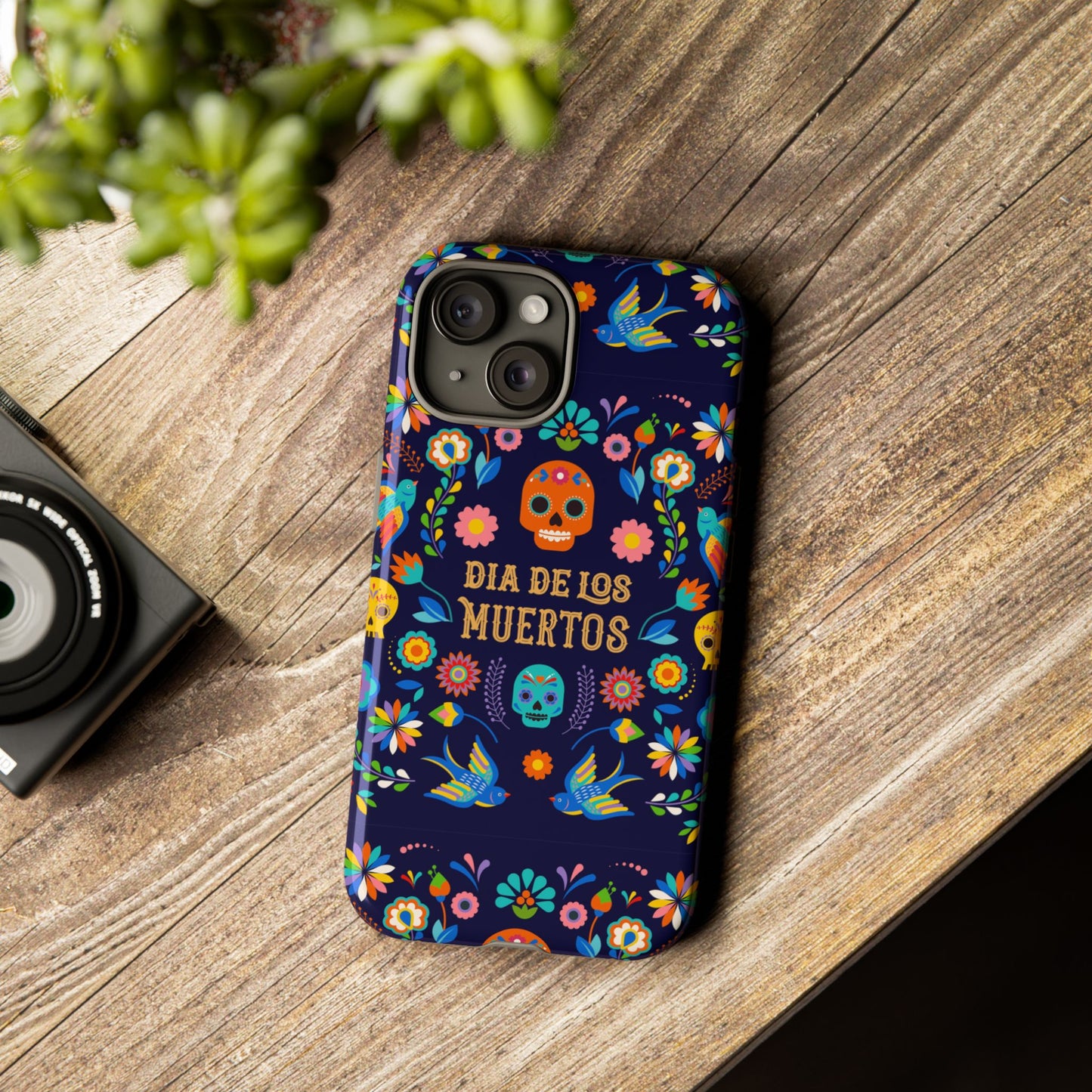Colorful Dia de los Muertos Phone Case, Skull Design, Floral Phone Cover, Sugar Skull Accessories, Day of the Dead Gift