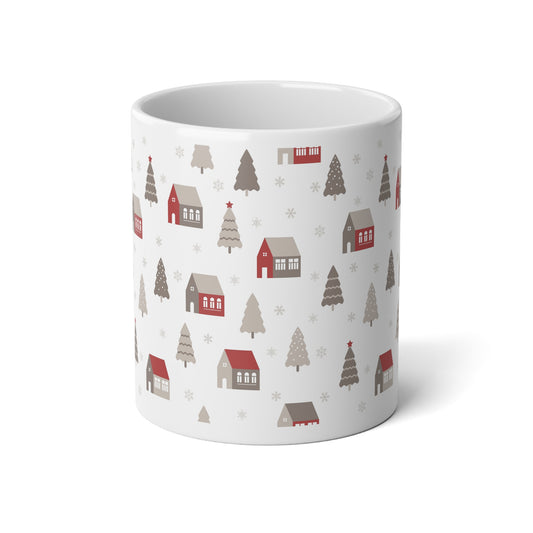 Cozy Winter Village Jumbo Mug, 20oz | Festive Coffee Cup, Holiday Hot Cocoa Mug, Christmas Gifts, Cozy Home Decor, Winter Wonderland - MaisonThreadory