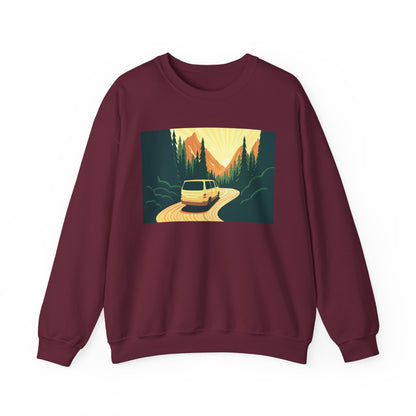 Nature Road Trip Crewneck Sweatshirt - Vintage Van Design, Unisex Pullover, Adventure Apparel, Great Outdoors Gift, Fall Fashion - MaisonThreadory