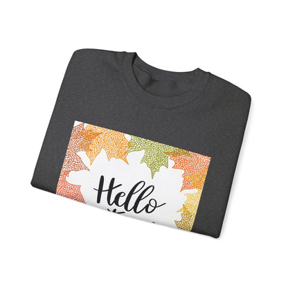 Autumn Vibes Crewneck Sweatshirt, Comfortable Fall Apparel, Unisex Sweater for Cozy Days, Perfect Gift for Fall Lovers, Hello Autumn Design