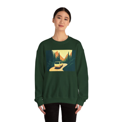 Nature Road Trip Crewneck Sweatshirt - Vintage Van Design, Unisex Pullover, Adventure Apparel, Great Outdoors Gift, Fall Fashion - MaisonThreadory