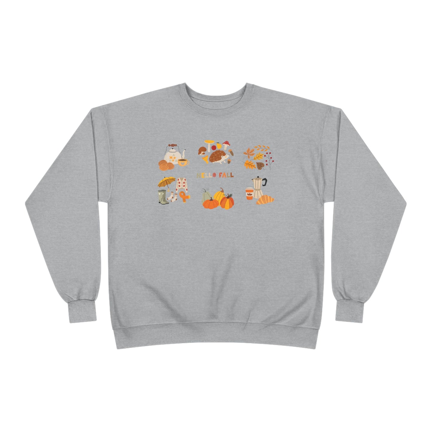 Cozy Fall Sweatshirt - Hello Fall Design, Unisex Fall Apparel, Eco-Friendly Sweater, Perfect for Autumn Celebrations, Gift for Nature Lovers - MaisonThreadory