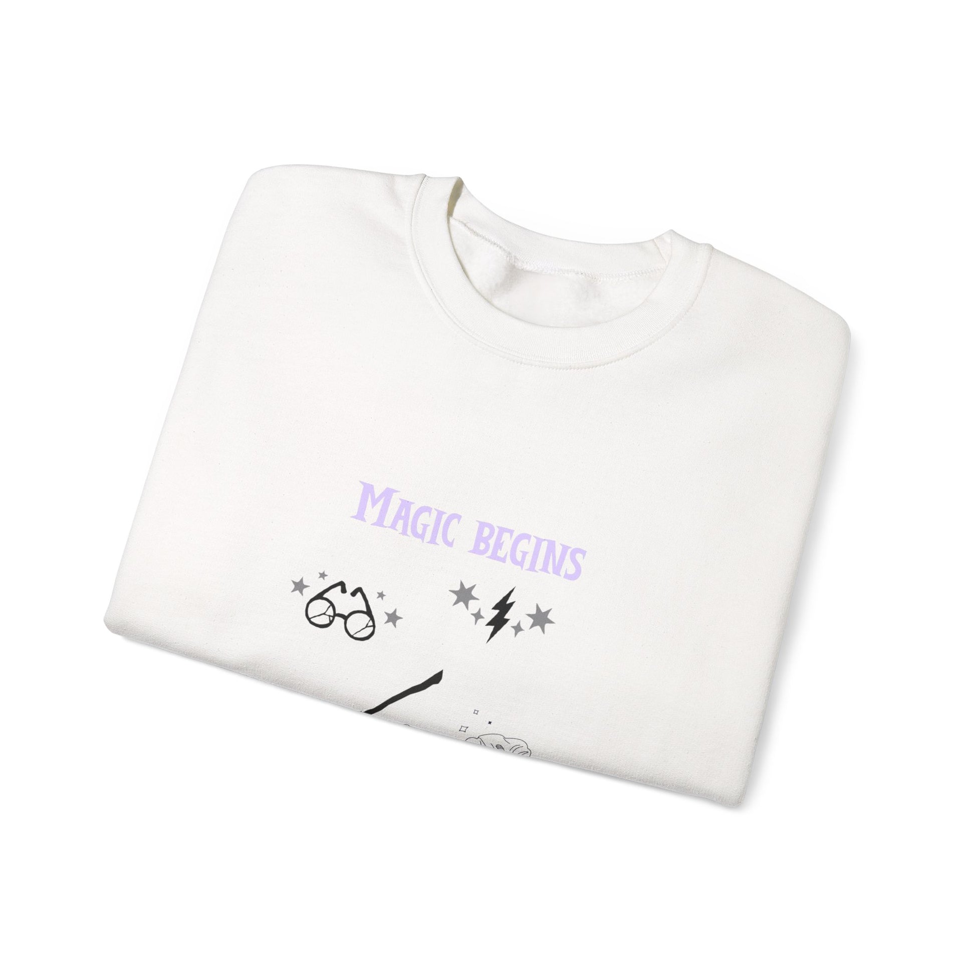 Magic Begins Sweatshirt - Cozy Unisex Crewneck, Perfect for Gifts, Spirituality, Comfort Wear, Casual Everyday Style - MaisonThreadory