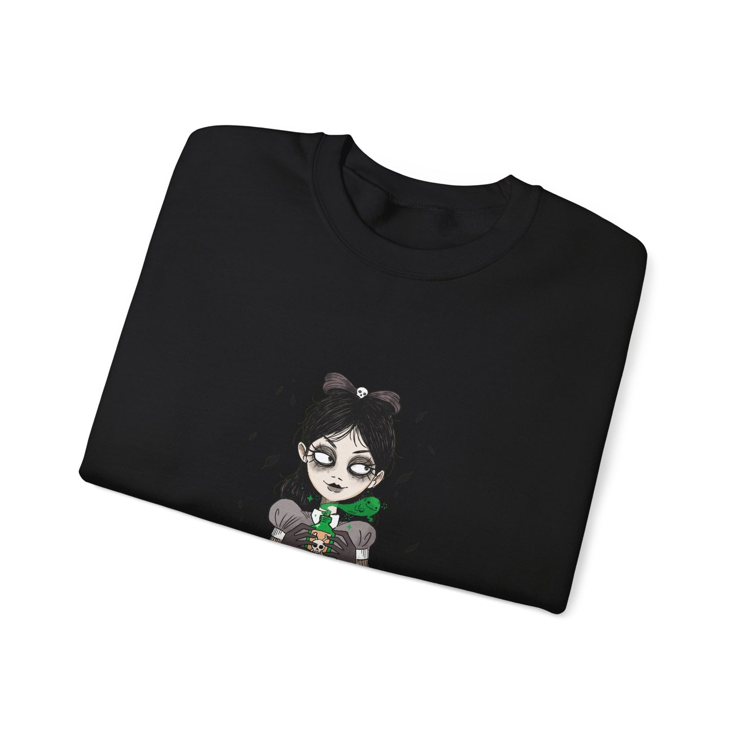 Dark Fairy Illustration Crewneck Sweatshirt, Cozy Streetwear, Unisex Gift, Fall Fashion, Halloween Apparel, Everyday Wear - MaisonThreadory