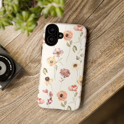 Floral Phone Case, Cute Flower Cover, Botanical Tough Case, Protective Smartphone Shell, Chic Floral Design, Trendy iPhone Case