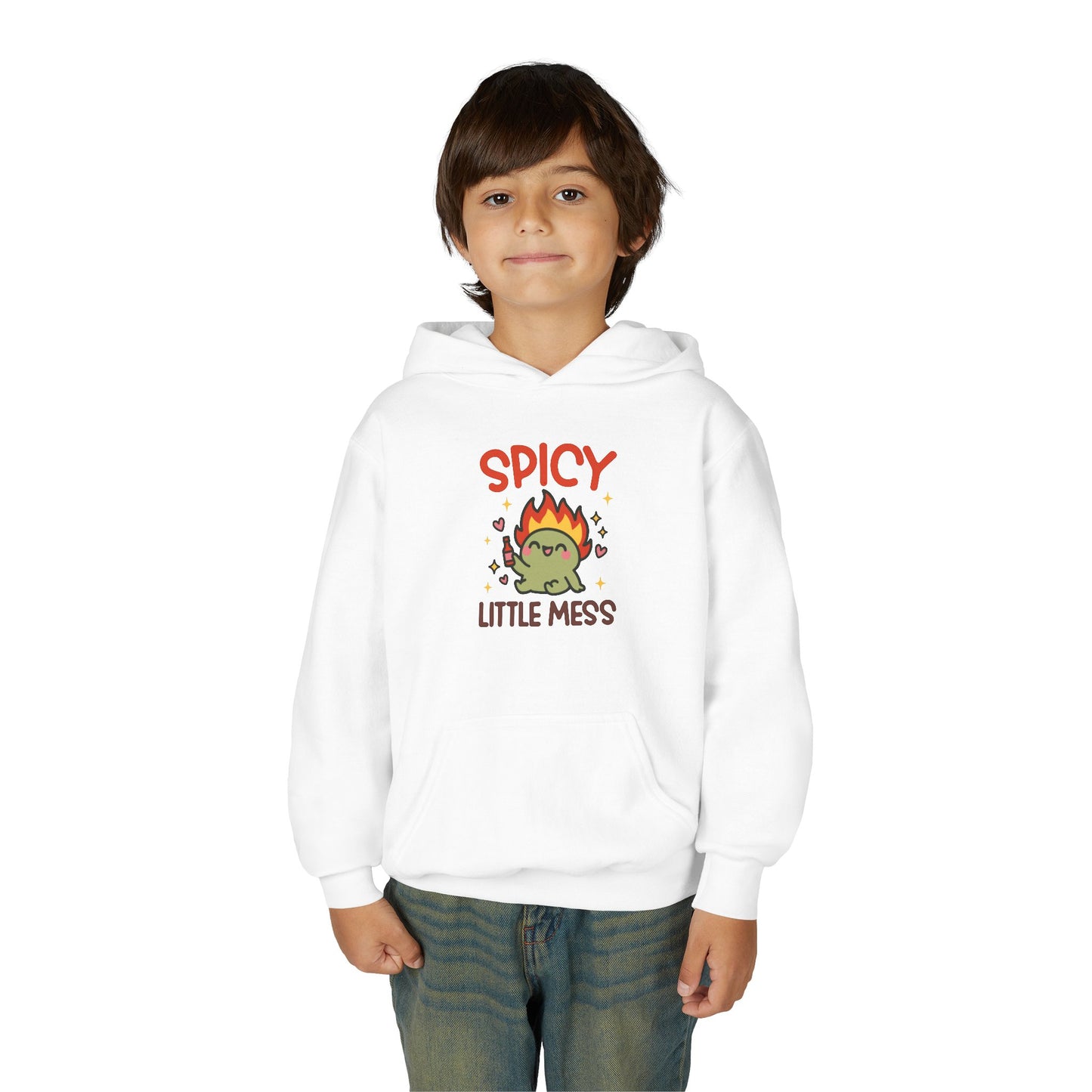 Spicy Little Mess Youth Hoodie | Fun Cartoon Design, Perfect Gift for Kids, Trendy Sweatshirt, Birthday Present, Cozy Fashion - MaisonThreadory