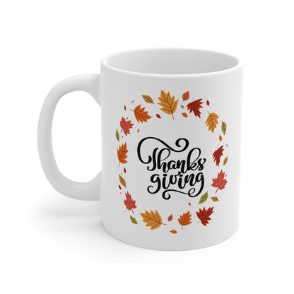 Thanksgiving Mug, Autumn Coffee Cup, Fall Decor, Seasonal Drinkware, Perfect for Family Gatherings - MaisonThreadory