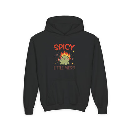 Spicy Little Mess Youth Hoodie | Fun Cartoon Design, Perfect Gift for Kids, Trendy Sweatshirt, Birthday Present, Cozy Fashion - MaisonThreadory