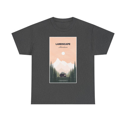Adventure Landscape Unisex Heavy Cotton Tee, Nature T-Shirt, Casual Outdoors Shirt, Hiking Gift, Travel Apparel - MaisonThreadory