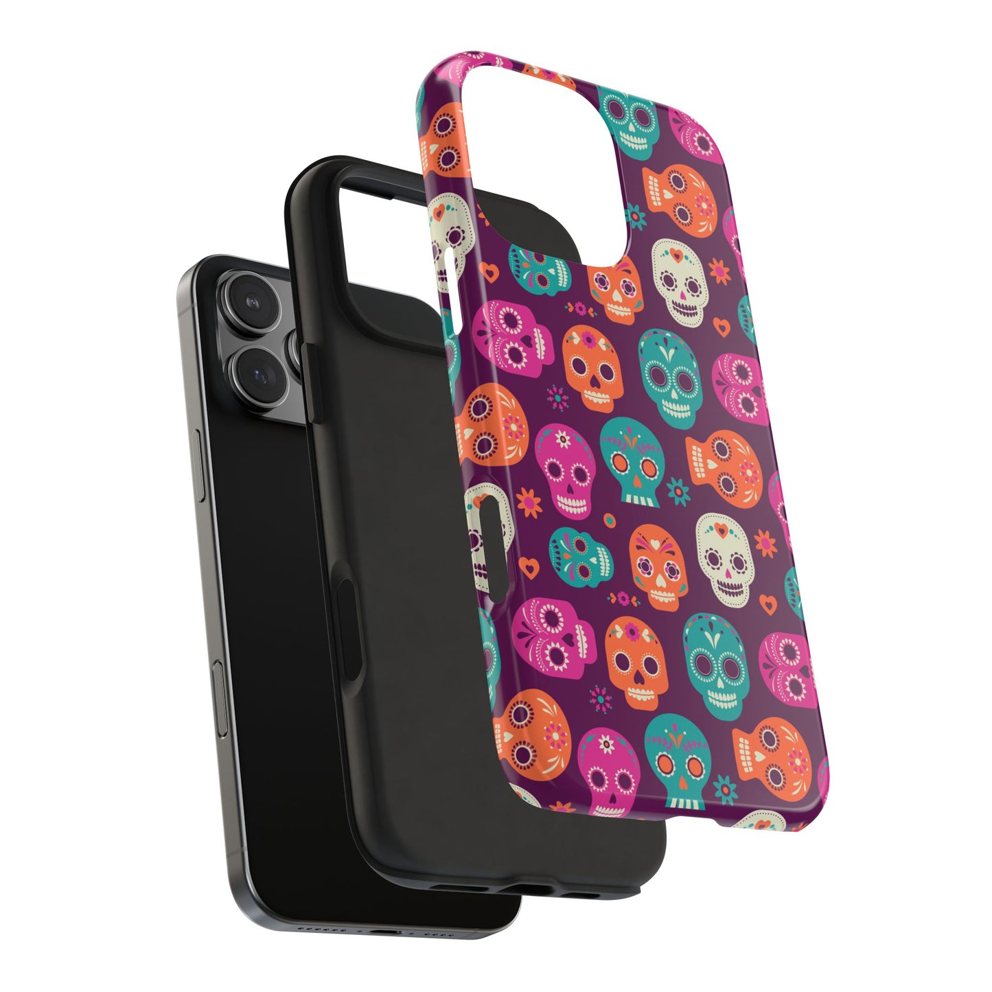 Colorful Skull Phone Case, Tough Cases for Halloween, Unique Phone Cover, Day of the Dead, Fun and Durable Accessories