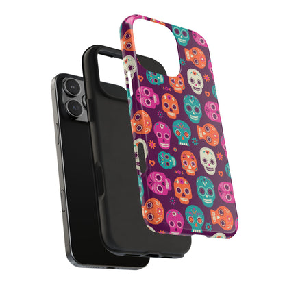 Colorful Skull Phone Case, Tough Cases for Halloween, Unique Phone Cover, Day of the Dead, Fun and Durable Accessories