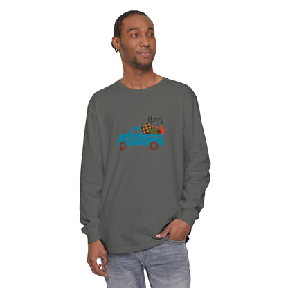 Hello Fall Long Sleeve T-Shirt, Unisex Seasonal Tee, Cozy Autumn Apparel, Thanksgiving Gift, Cute Outdoor Shirt - MaisonThreadory