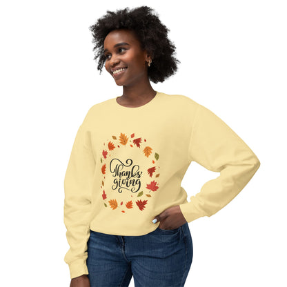 Thanksgiving Lightweight Crewneck Sweatshirt, Cozy Fall Apparel, Autumn Fashion, Gift for Her, Seasonal Style - MaisonThreadory