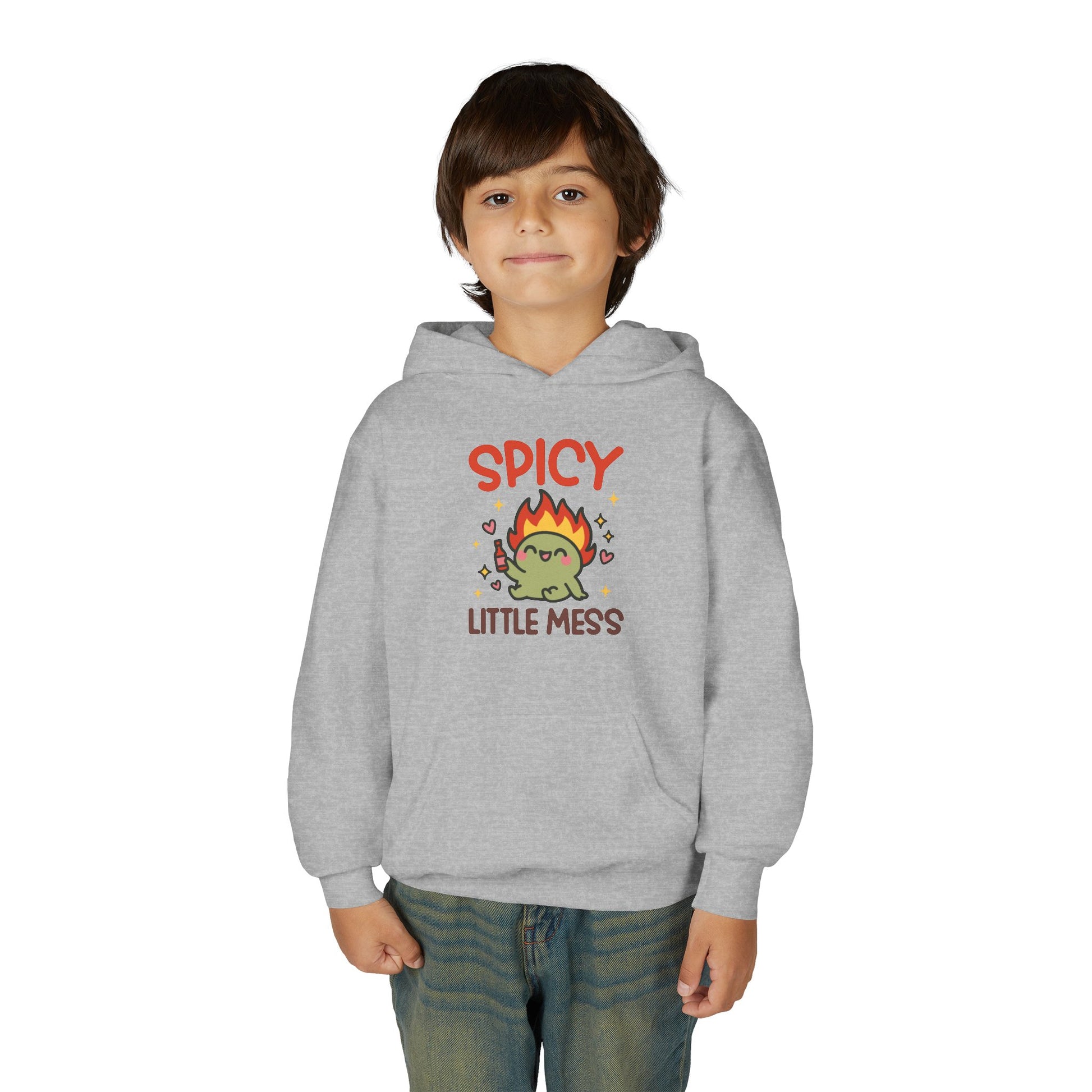 Spicy Little Mess Youth Hoodie | Fun Cartoon Design, Perfect Gift for Kids, Trendy Sweatshirt, Birthday Present, Cozy Fashion - MaisonThreadory