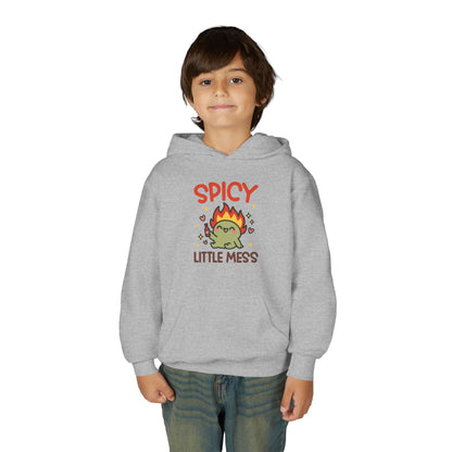 Spicy Little Mess Youth Hoodie | Fun Cartoon Design, Perfect Gift for Kids, Trendy Sweatshirt, Birthday Present, Cozy Fashion - MaisonThreadory
