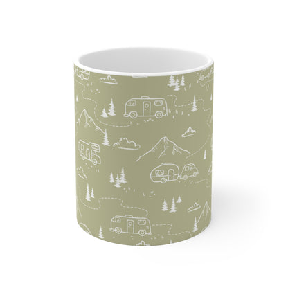 Adventure Awaits Camping Mug, Nature Lover Gift, RV Life Coffee Cup, Perfect for Road Trips, Hiking Enthusiast Mug, Outdoorsy Decor - MaisonThreadory