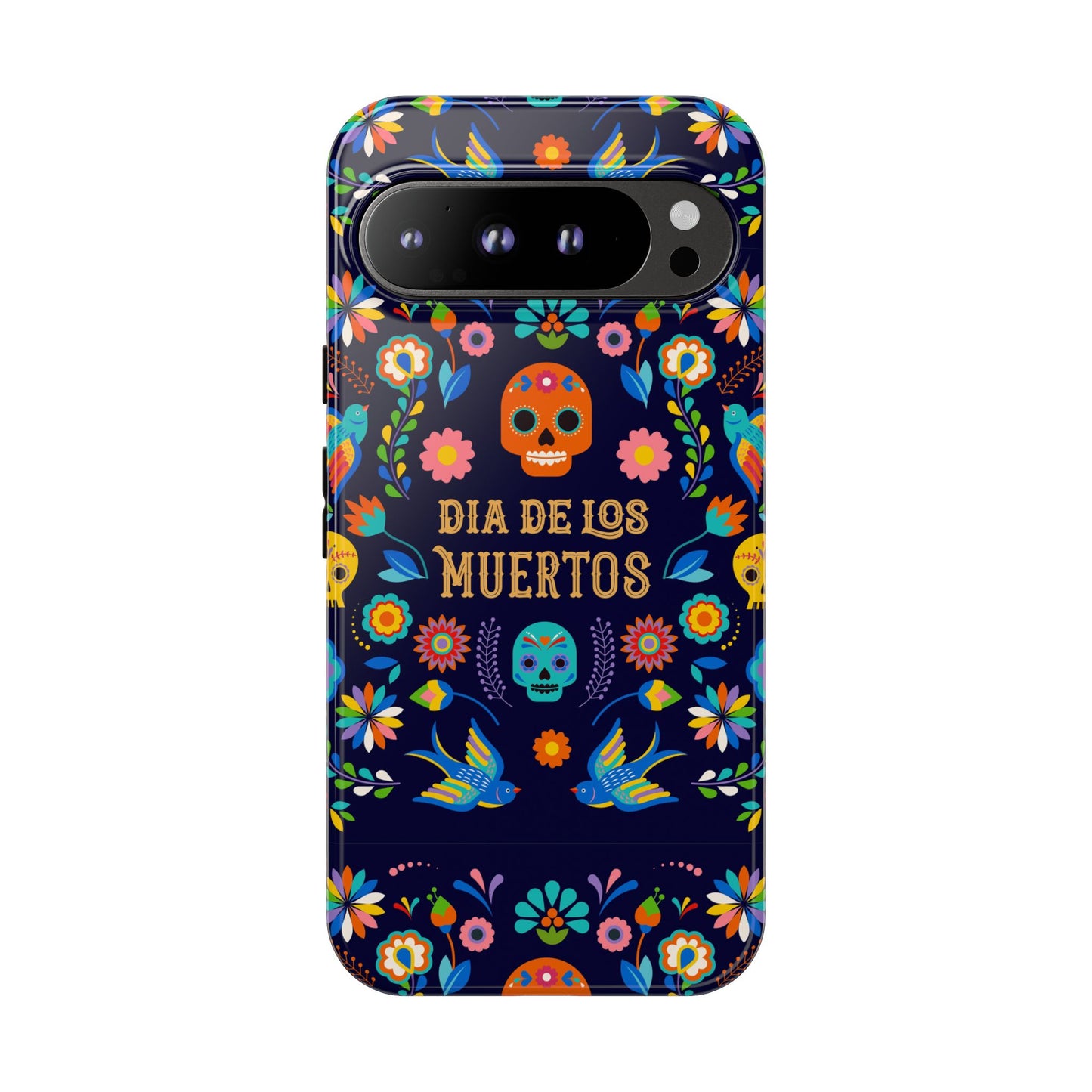 Colorful Dia de los Muertos Phone Case, Skull Design, Floral Phone Cover, Sugar Skull Accessories, Day of the Dead Gift