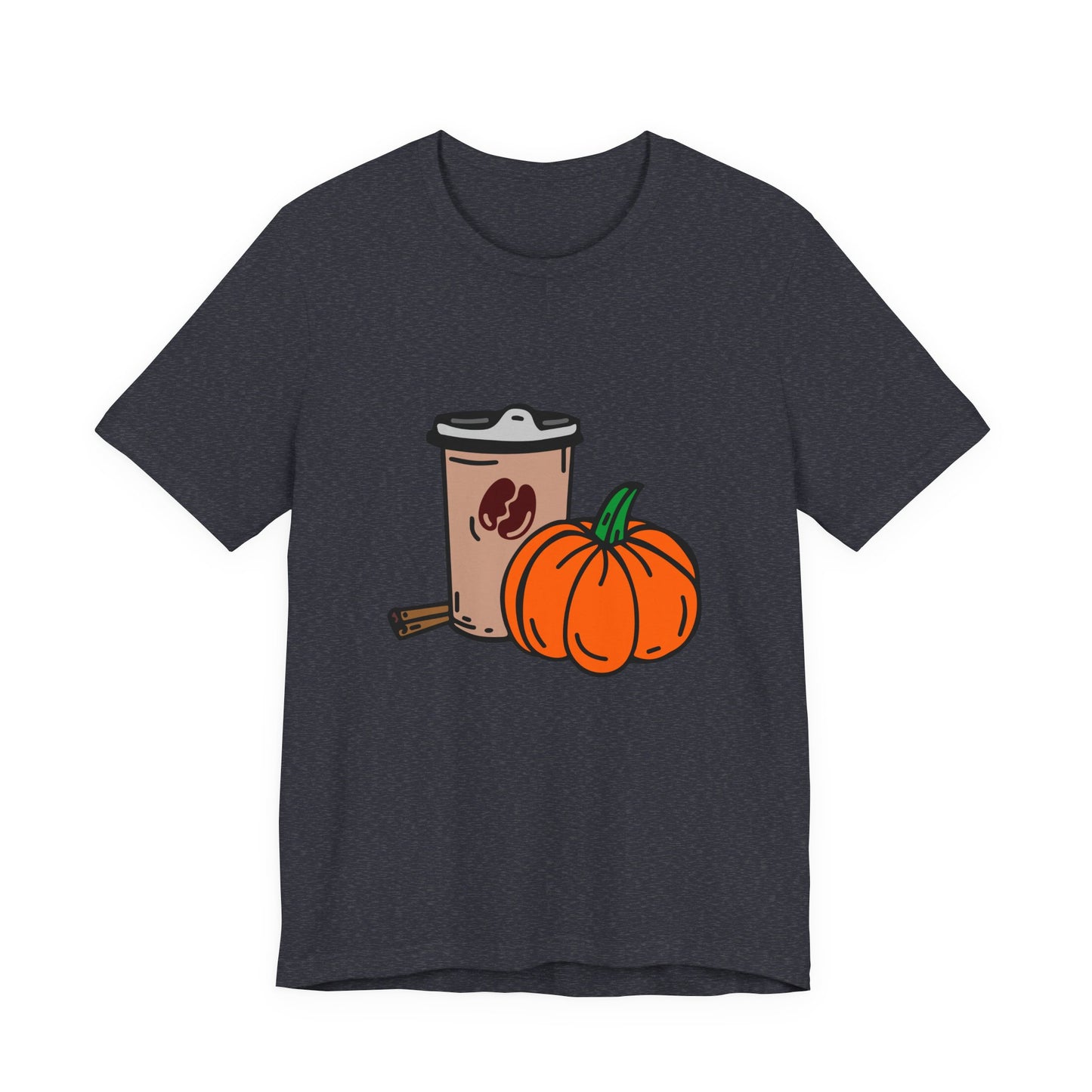 Fall Vibes Pumpkin Coffee Tee, Autumn Pumpkin Shirt, Cozy Casual Tee, Thanksgiving Gift, Unisex Fall Apparel - MaisonThreadory
