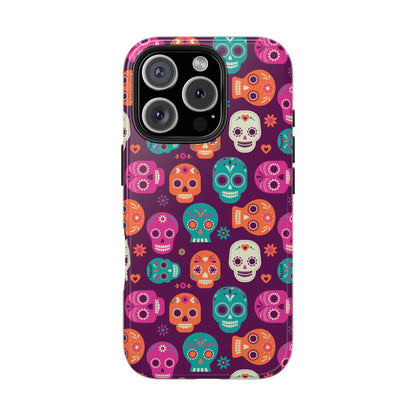Colorful Skull Phone Case, Tough Cases for Halloween, Unique Phone Cover, Day of the Dead, Fun and Durable Accessories