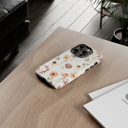Floral Phone Case, Cute Flower Cover, Botanical Tough Case, Protective Smartphone Shell, Chic Floral Design, Trendy iPhone Case