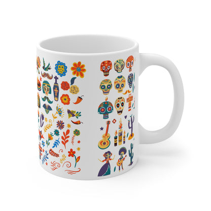 Day of the Dead Mug, Dia de los Muertos Coffee Cup, Halloween Skull Tea Mug, Gothic Kitchen Decor, Sugar Skull Drinkware, Mexican Folklore