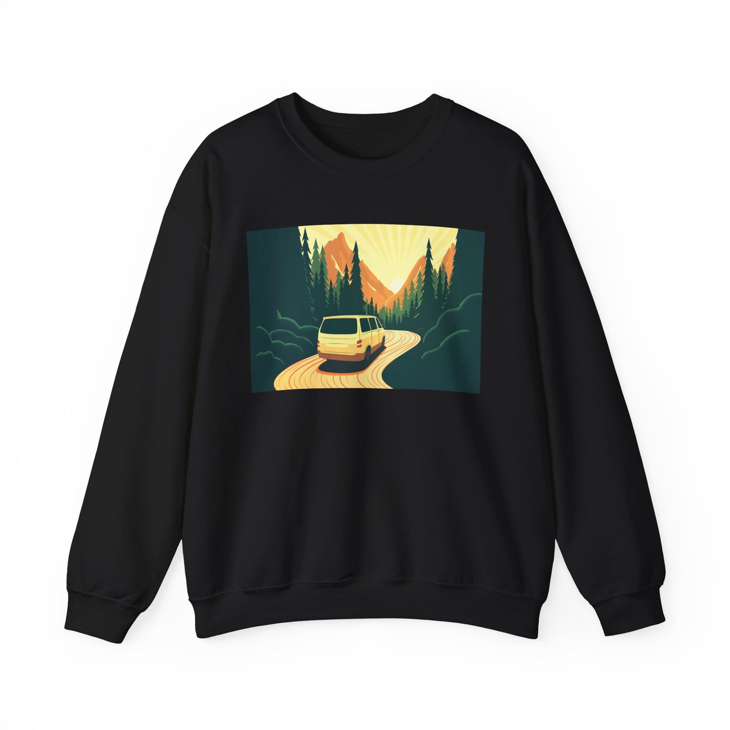 Nature Road Trip Crewneck Sweatshirt - Vintage Van Design, Unisex Pullover, Adventure Apparel, Great Outdoors Gift, Fall Fashion - MaisonThreadory