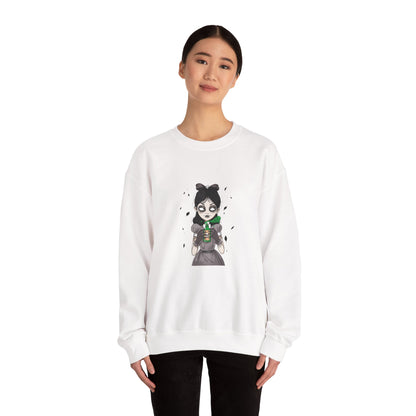 Dark Fairy Illustration Crewneck Sweatshirt, Cozy Streetwear, Unisex Gift, Fall Fashion, Halloween Apparel, Everyday Wear - MaisonThreadory