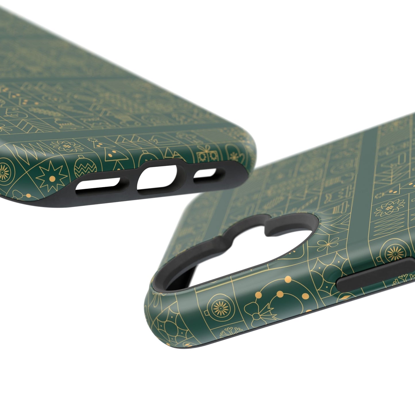 Magnetic Impact-Resistant Phone Case — Dark Green Geometric Pattern