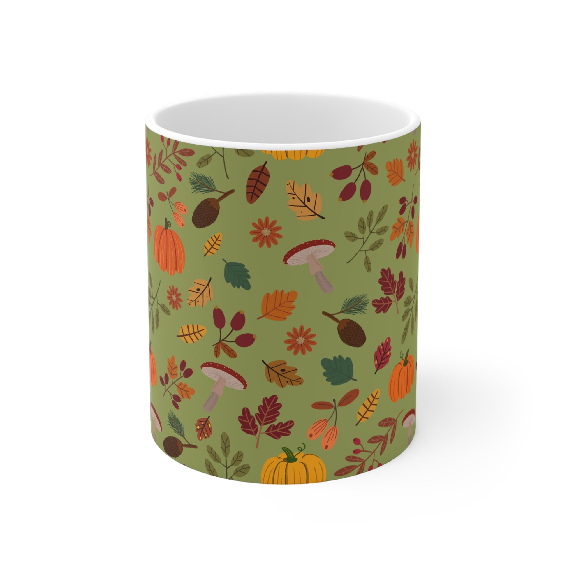 Autumn Leaves Mug, Fall Coffee Cup, Cozy Drinkware, Pumpkin Spice Lover Gift, Seasonal Home Decor, Nature-Themed Mug - MaisonThreadory