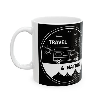 Adventure Travel Ceramic Mug - Nature Explorer Coffee Cup, Camper Van Gift, Outdoor Decor, Road Trip Essentials, Camping Supplies - MaisonThreadory