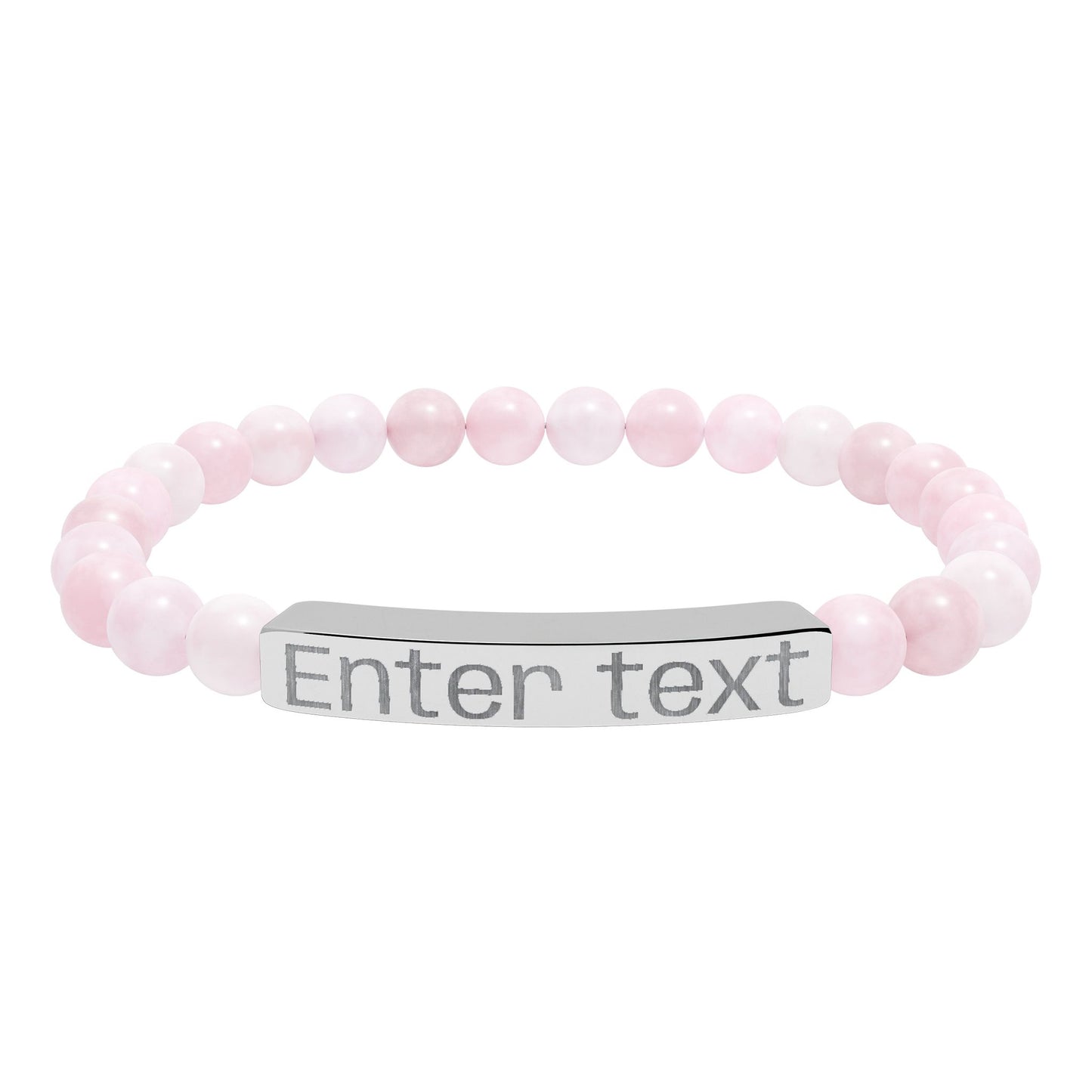 Engravable Natural Stone Bead Bracelet — Personalized Bar Bracelet