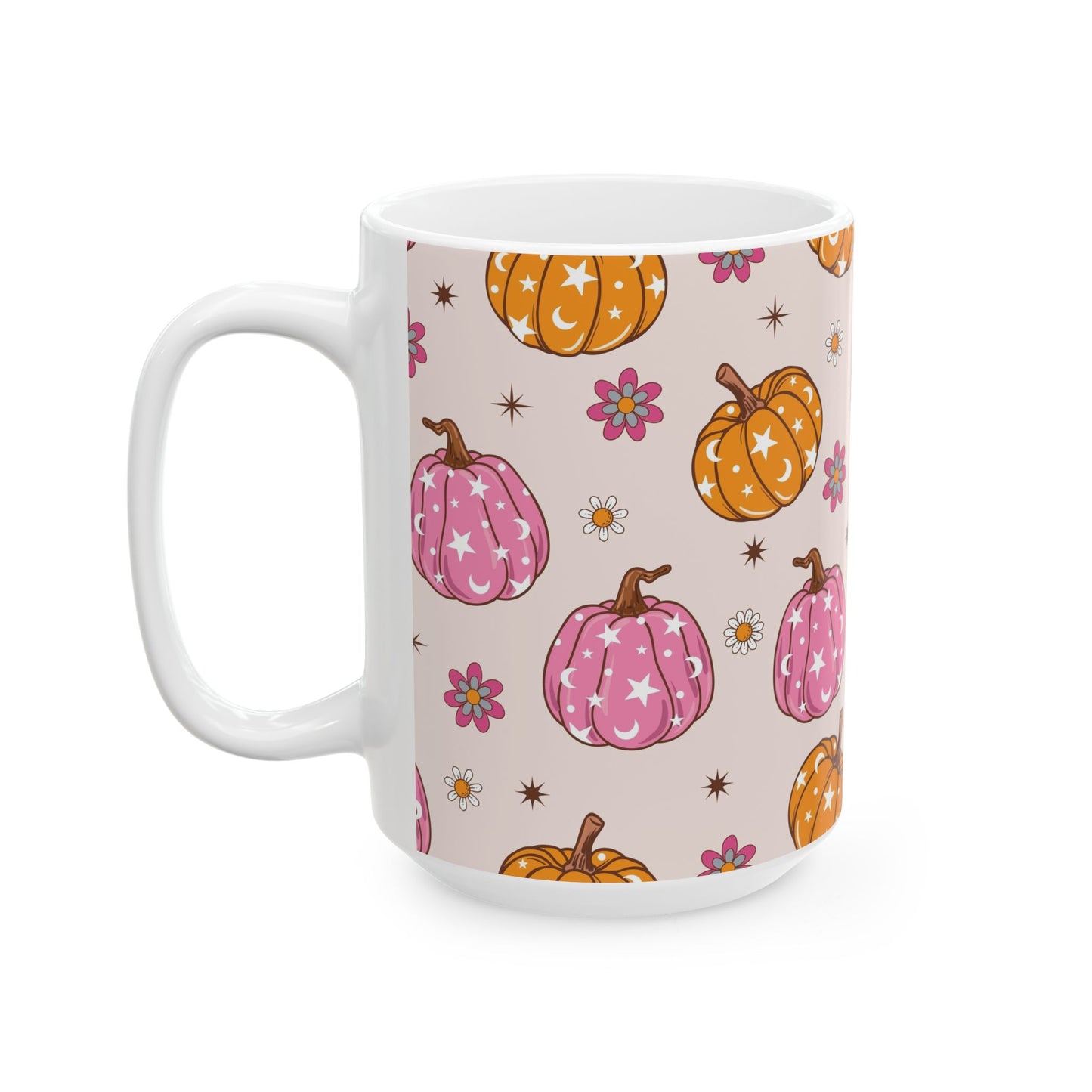 Cute Pumpkin Pattern Ceramic Mug - Fall Coffee/Tea Cup, Halloween Decor, Pumpkin Lover Gift, Autumn Celebration Mug, Harvest Season [...] - MaisonThreadory