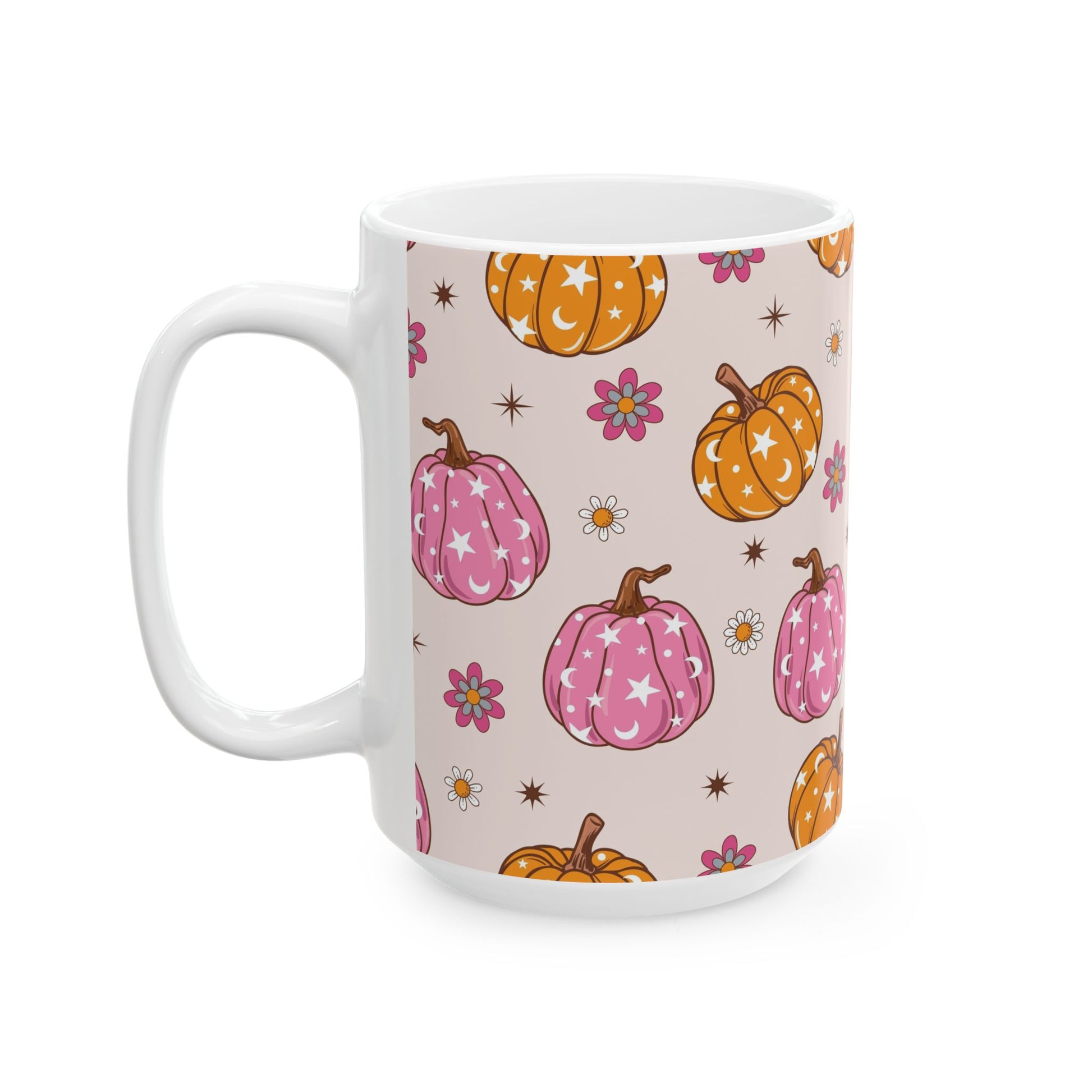 Cute Pumpkin Pattern Ceramic Mug - Fall Coffee/Tea Cup, Halloween Decor, Pumpkin Lover Gift, Autumn Celebration Mug, Harvest Season [...] - MaisonThreadory