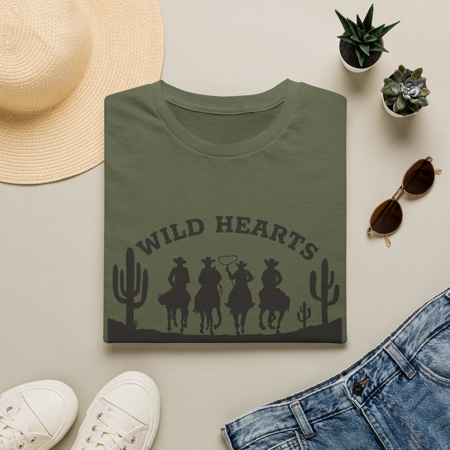 Wild Hearts Run Free T‑Shirt — Western Cowboy Rodeo Graphic Tee