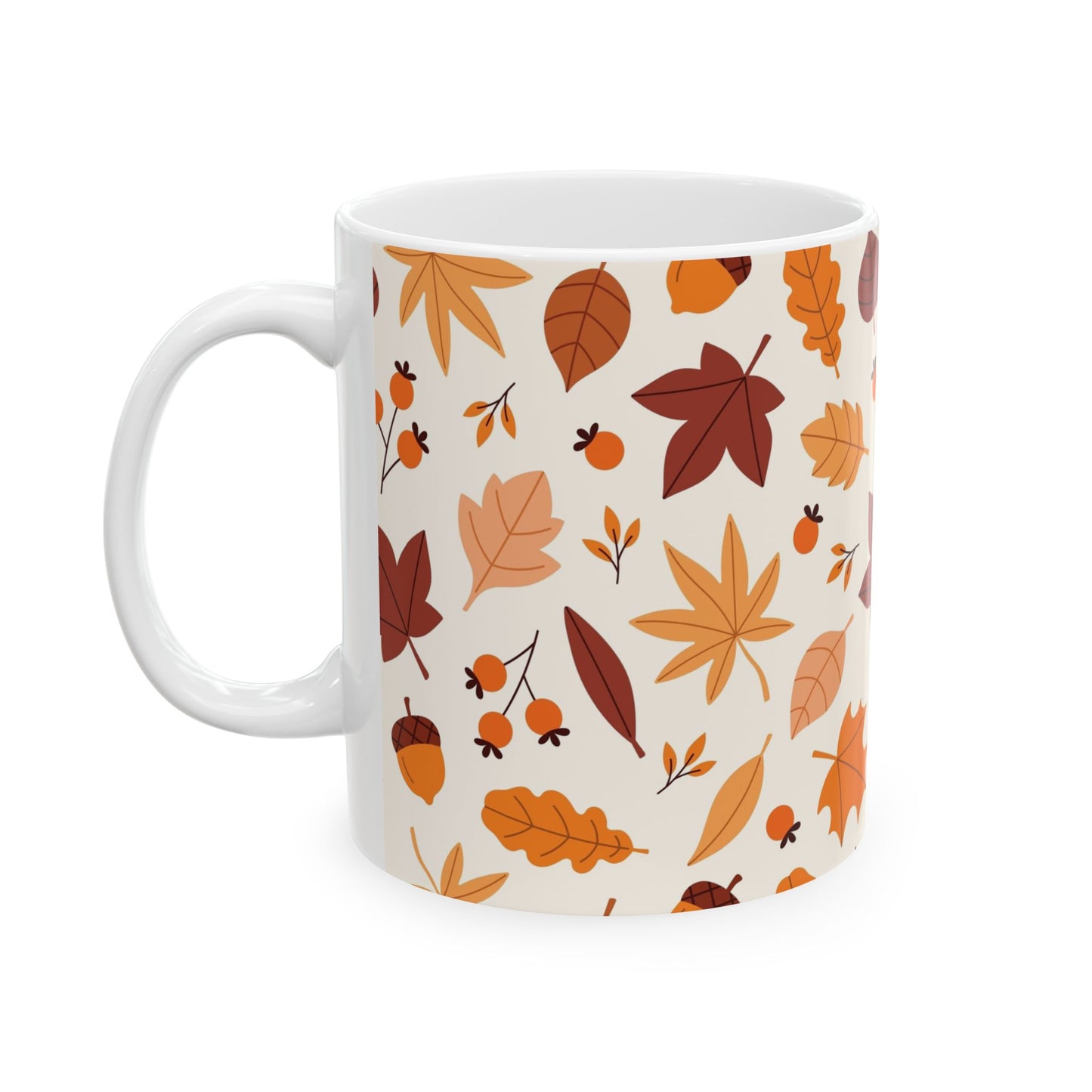 Autumn Leaves Ceramic Mug, Cozy Coffee Cup, Fall Decor, Gift for Her, Thanksgiving Mug, Seasonal Drinkware - MaisonThreadory